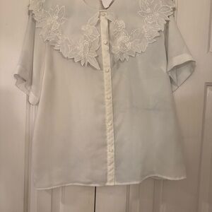 Elegant White Embroidered Women's Top
